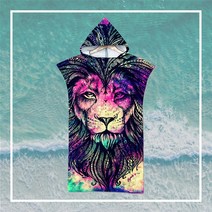 [유이물류][국내배송] 서핑 서프 해변 판초 후드 비치 타월 가운 바람막이, 07.라이언퍼플