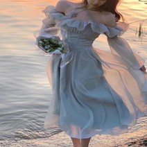셀프웨딩드레스 2부드레스 대여 드레스 비치 스타일 캐주얼 여성 한국어 의류 우아한 미디 심지어 파티 사무실 레이디 여름 세련된 dress