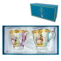 L&C 로얄에식스 본차이나 황실 명화 머그컵 2PCS 커피잔 2인조세트 부부커피잔 예쁜머그 머그잔 커플머그 선물용커피잔, 머그컵2p세트(핑크+그린)