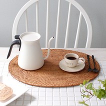 cocooning 인도네시아 깨딱줄기 고급 명품 라탄 테이블매트 2type, 타원(40.5*30.3cm)