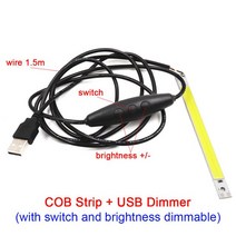 자동차 전구 커스텀 120x10mm 소형 LED 전구 3V COB 조명 조광기 포함 AA 리튬 배터리 USB 흰색 빨간색 파, 01 White, 01 COB USB Dimmer