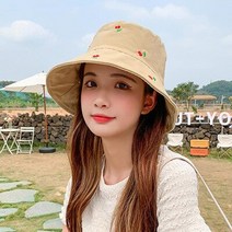 COKK 양동이 모자 여름 여성 어부 모자 들어 갔어 체리 패턴 플랫 탑 태양 모자 여성 숙녀 캐주얼 Sunhat 한국어 Gorro