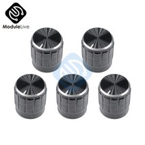 커넥터 부속품 널링 샤프트 전위차계 swtich 캡용 5pcs 6mm 볼륨 컨트롤 로터리 노브 블랙, 없음