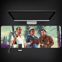 Grand Theft Auto 마우스 패드 GTA5 마우스 패드 대형 컴퓨터 게임 노트북 키보드 마우스 장패드 책상 패드 pc 게임 모바일 게임 캐릭터 마우스패드, 03_300x800mm | 4mm
