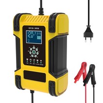 차량 보조 배터리 충전기 12A 대용량 자동차 배터리 충전기 완전 스마트 12V 24V 트럭 AGM 딥 사이클 VRL, 01 Yellow EU Plug