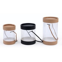 SIMPLE DESIGN 투명 선물포장 케이스, 1개, 원형(블랙)_6.5 x 9cm
