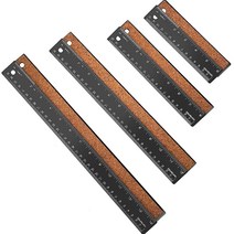 4 Pieces 6+8+12+14 inch Stainless Steel Metal Rulers Cork Back Non Slip Straight Edge Ruler with Inc