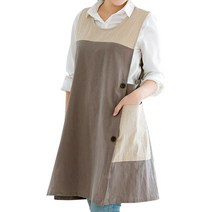 데코에버 데일리투톤 원피스앞치마 (옆주머니형) 선생님 앞치마, 아이보리