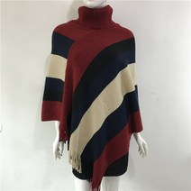 여성 숏 자켓 봄가 새로운 여성 불규칙한 높은 목 줄무늬 술 목도리 망토 스웨터 풀오버 블라우스 자켓 레