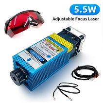 5.5W 레이저 모듈 450nm 33/51mm 너비 조각 헤드 조정 가능 초점 고정밀 CNC 조각기용, 01 5.5W 33mm