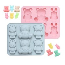 초콜릿 몰드 실리콘 테디 베어 몰드 귀여운 만화 동물 케이크 젤로 베이킹 수제 DIY 비누 캔디 아이스 큐브 만들기 도구, [01] pink