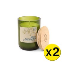 2팩 Paddywax 패디왁스 - Eco Green Glass 100% Soy Wax Candle Basil & Cucumber - 에코 그린 글라스 100% 소이 왁스 캔들 바질