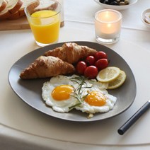 도자기 조약돌 접시 26cm 반찬접시 예쁜접시 무광접시 신혼그릇 3color, 화이트