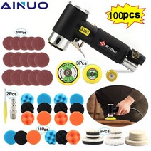 에어 샌더기 원형 샌더 2/3 인치 폴리 셔 기계 무작위 궤도 듀얼 액션 폴리셔, [07] Black Set 100개