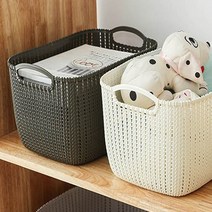 제이와이홀딩스 북유럽 라탄 바구니 수납 손잡이 왕골 소쿠리, 1개, 브라운(소)