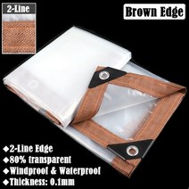 야외 투명 방수포 전망대 Pergola 창 방풍 천막 정원 식물 방수 캔버스 천 0.1mm, 149.2line Brown edge - 2x8m