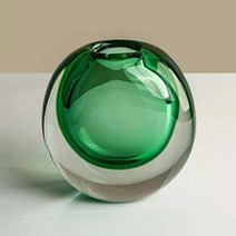 Elegant Translucent Glass Vase Gifts Low Sitting Flower Vase Terrarium Container Dried Flowers Vase, 03 green, 03 green