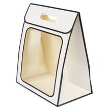 종이 선물용 투명 비닐 창 가방 봉투 손잡이 대 흰색