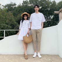 커플 시밀러룩 제주도 신혼 여행 여름 커플룩 패밀리 가족티 의 드레스 틈새 유행 23