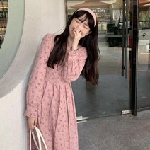 괌원피스 베트남 원피스 하와이 발리 해외여행룩 동남아여름옷 휴양지룩 휴양지커플룩 드레스 여성 퍼프 슬리브 경기 스퀘어 칼라 러블리 프린트 가을 Vestidos Streetwear