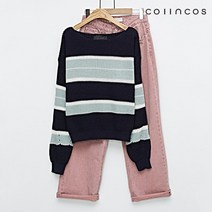 [코인코즈] 라운드넥 배색 하찌 단가라 데일리 니트 (IY2WPC130)