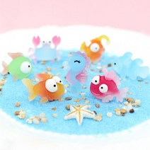 수조 캐릭터 미니 어항 알비노폴레드 베타 피규어 꾸미기 키우기 물고기 구피 금붕어, 9 바다캐릭터 노랑촉