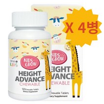 사은품+뉴질랜드 이노헬스 키즈 그로우 하이츠 어드밴스 츄어블 120정 어린이 영양제 키크는 키성장 비타민 황기추출물, 120정 4개
