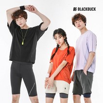 [블랙벅] 애슬레저룩 빈 콤비 반팔티셔츠 여름 라운드티 (남여공용)