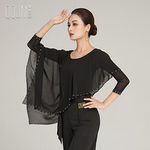 사각 보석 댄스복 블라우스 스포츠댄스복 라인 줌바 여성 라틴 날개 빅사이즈