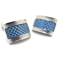Tateosian TATEOSSIAN 탄소 섬유 D 모양 커프스 블루 커프스 버튼 / 커프스 링크