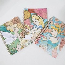 디즈니 DAIGO 로열 플로럴 B6 미니 스프링 노트 앨리스 백설공주 팅커벨