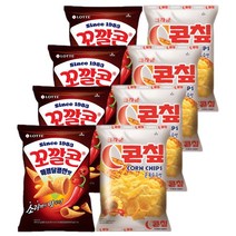 롯데 크라운 스낵모음 꼬깔콘 매콤달콤 67gx4개+C콘칩 70gx4개 (총8개), 1세트, 548g