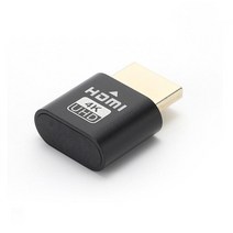 케이블 HDMI 가상 디스플레이 4K DDC EDID 더미 플러그 치트 에뮬레이터 어댑터 모든 시스템 지원, [02] black, 02 black