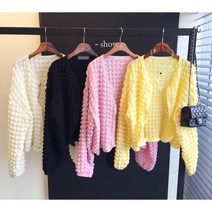 핑퐁 노카라 플리츠 엠보 패턴 로브 루즈핏 오픈 봄 가디건 (4color)