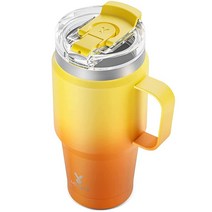 Meoky 710ml(24온스) 여행용 머그 손잡이와 투인원 빨대 및 십 뚜껑이 있는 삼중 단열 스테인리스 스틸 텀블러 100% 누출 방지 24시간 동안 차갑게 또는 8시간, 24oz