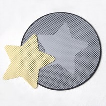 starcat 고양이 라운드 모래매트 사막화방지 화장실매트, 별모양, 연회색+연노랑