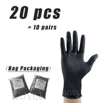 녹색 일회용 장갑 안전 시험 니트릴 다목적 방수 가정용 식품 심기 농업 작은 100, Black-20 pcs_S