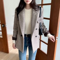 코지23 여자 오브제 따뜻한 모직 울 혼방 더블버튼 코트