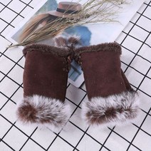 새로운 패션 토끼 모피 여성 겨울 장갑 스웨이드 가죽 반 손가락 귀여운 따뜻한 야외 스키 어그장갑