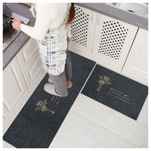 1+1 주방 발매트/현관 싱크대 발판 욕실 화장실 러그, 롱+숏 주방매트세트 새블랙