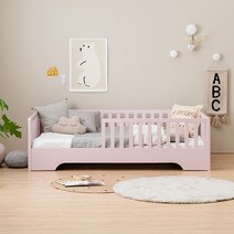 레이디가구 코코 스칸딕 원목 저상형 아기침대 데이베드, 베이비핑크(딸기우유)