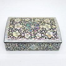 한국 전통 자개 나전칠기 명함함(소) 매화(검정) 보석함 부모님 승진 선물 기념품 외국 답례품, 1개