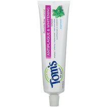 Toms 오브 Maine 천연 안티플라그 화이트닝 치약 불소 무함유 페퍼민트 155.9g(5.5oz) 2팩
