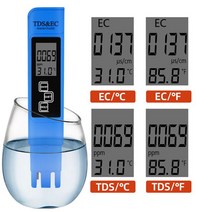측정기 수질 호환 3 In1 TDS/Temp/EC 미터 TDS & EC 테스터 0-9990ppm 전도도 검출기 모니터 순도 측정 도구 풀 20%, Blue, 02 blue