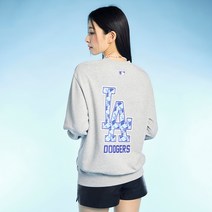 MLB 큐브 모노그램 빅로고 오버핏 맨투맨 LA Melange Grey 191450