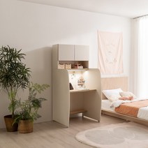 리바트하움 뉴 독서실 책상 A형 800+삼성조명+자석메모판, 소프트화이트