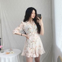 마이데이트 플라워 쉬폰 프릴 여름 원피스 점프수트