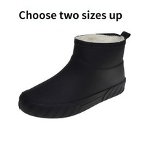 레인부츠 반 앵글 헌터 여름 여성용 두툼한 장화 방수 신발 중반 송아지 플러시 레, 39+Black with Fur