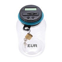 piggy bank counter coin 전자 디지털 lcd counting coin money saving box jar coin storage box for euro, 유로
