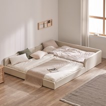 도담 마루 슬림 밸런스형 패밀리침대 SS＋Q_프레임＋SS풋보드, 베이지